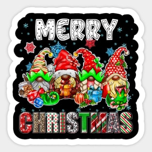 Merry Christmas Gnome Family Funny Xmas Tree Women Men Kids Sticker